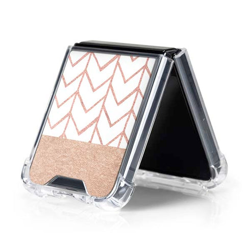 Rose Gold Herringbone Galaxy Z Flip5 5G Clear Case