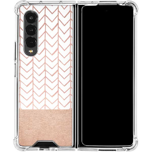 Rose Gold Herringbone Galaxy Z Fold4 5G Clear Case
