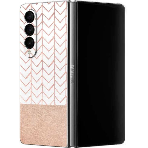 Rose Gold Herringbone Galaxy Z Fold4 5G Skin