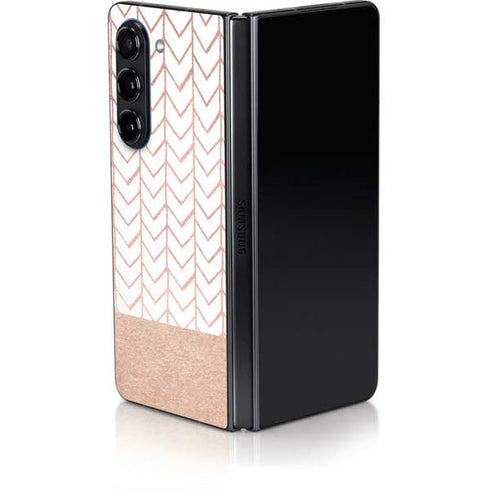 Rose Gold Herringbone Galaxy Z Fold5 5G Skin