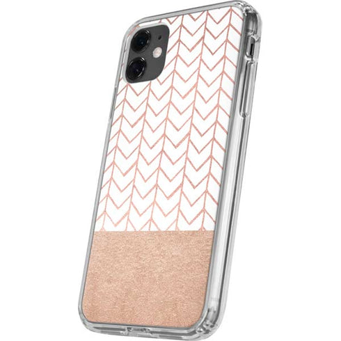 Rose Gold Herringbone iPhone 11 Clear Case
