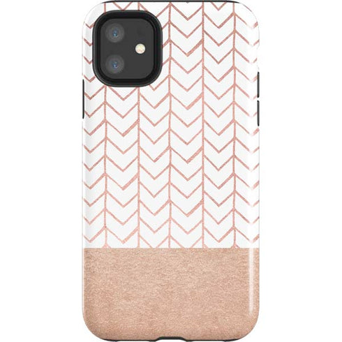 Rose Gold Herringbone iPhone 11 Impact Case