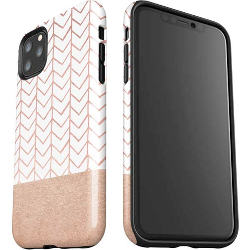 Rose Gold Herringbone iPhone 11 Pro Max Impact Case