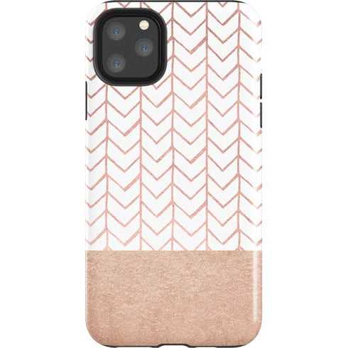Rose Gold Herringbone iPhone 11 Pro Max Impact Case