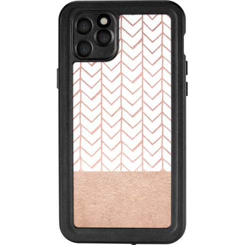 Rose Gold Herringbone iPhone 11 Pro Max Waterproof Case