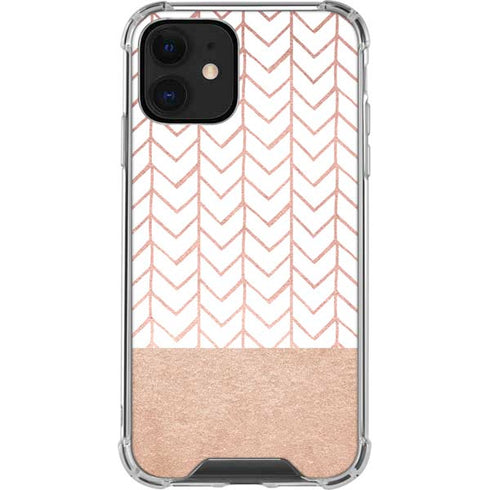 Rose Gold Herringbone iPhone 12 Clear Case