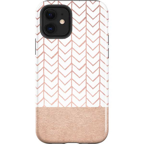 Rose Gold Herringbone iPhone 12 Impact Case