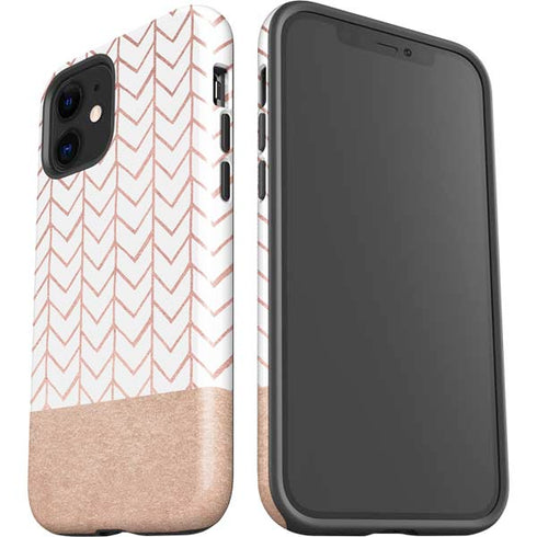 Rose Gold Herringbone iPhone 12 Impact Case