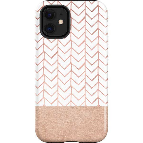 Rose Gold Herringbone iPhone 12 Mini Impact Case