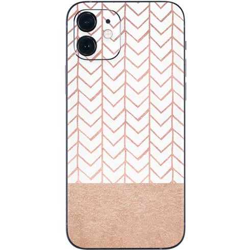 Rose Gold Herringbone iPhone 12 Mini Skin