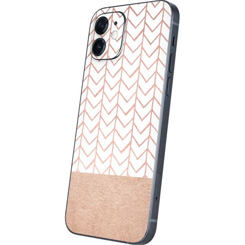 Rose Gold Herringbone iPhone 12 Mini Skin