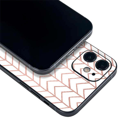 Rose Gold Herringbone iPhone 12 Mini Skin