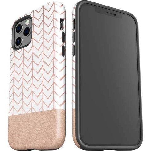 Rose Gold Herringbone iPhone 12 Pro Impact Case