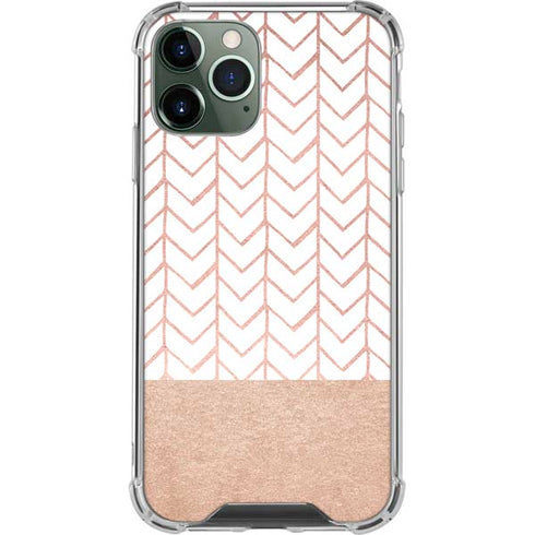 Rose Gold Herringbone iPhone 12 Pro Max Clear Case