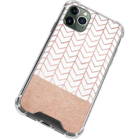 Rose Gold Herringbone iPhone 12 Pro Max Clear Case