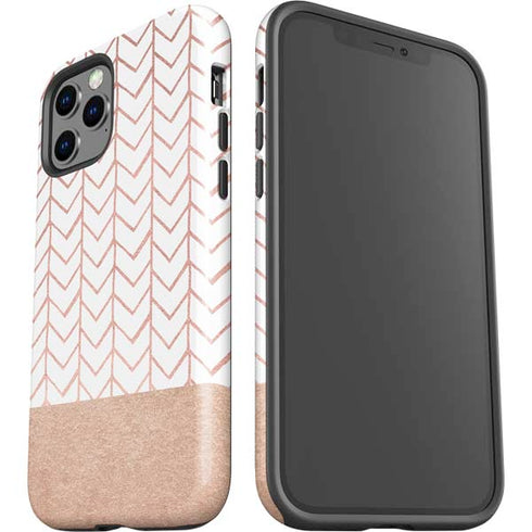 Rose Gold Herringbone iPhone 12 Pro Max Impact Case