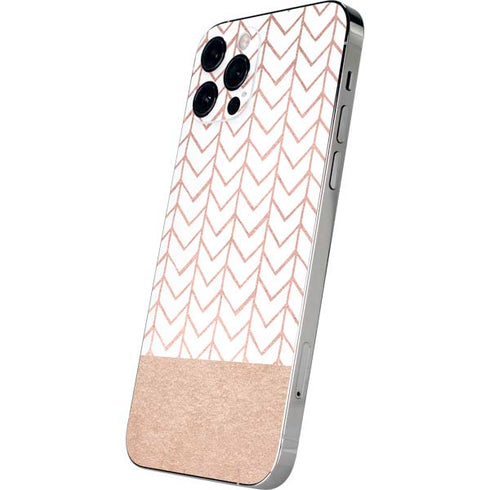 Rose Gold Herringbone iPhone 12 Pro Skin