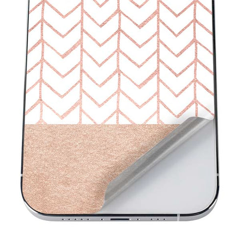 Rose Gold Herringbone iPhone 12 Pro Skin