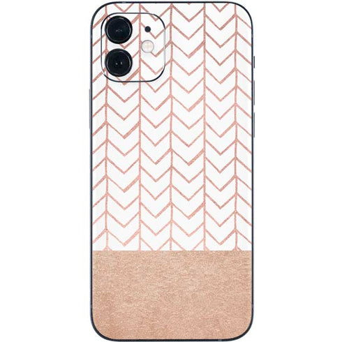 Rose Gold Herringbone iPhone 12 Skin