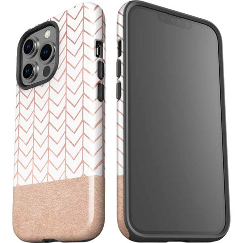 Rose Gold Herringbone iPhone 13 Pro Impact Case