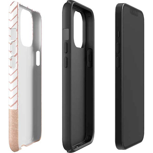 Rose Gold Herringbone iPhone 13 Pro Max Impact Case