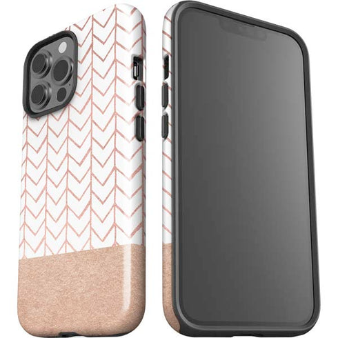 Rose Gold Herringbone iPhone 13 Pro Max Impact Case