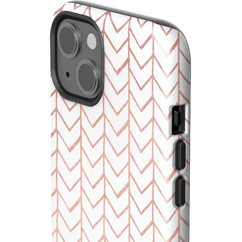 Rose Gold Herringbone iPhone 15 Impact Case