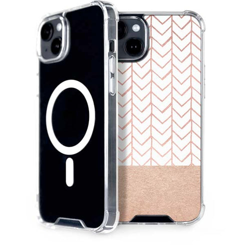 Rose Gold Herringbone iPhone 15 Plus MagSafe Case