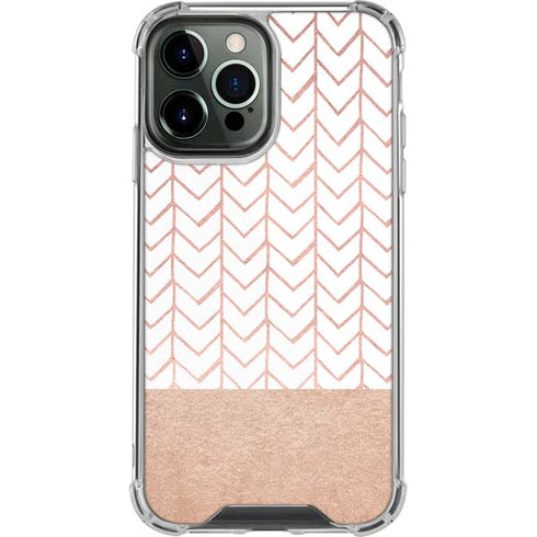 Rose Gold Herringbone iPhone 15 Pro Max Clear Case
