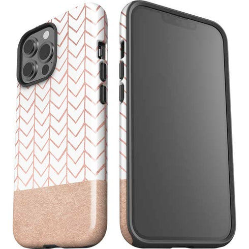 Rose Gold Herringbone iPhone 15 Pro Max Impact Case