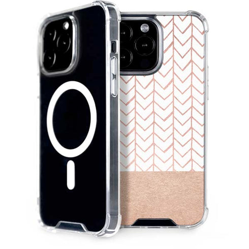 Rose Gold Herringbone iPhone 14 Pro Max MagSafe Case