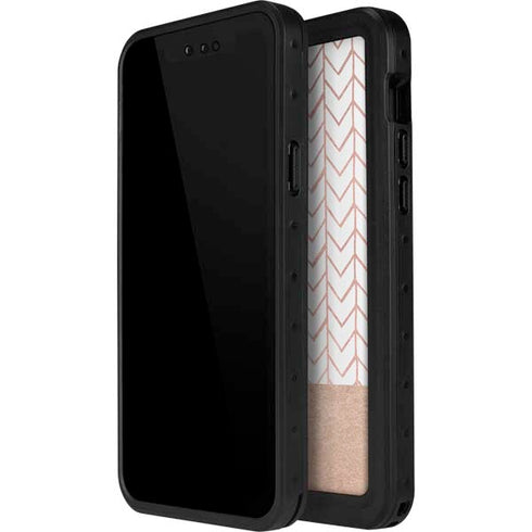 Rose Gold Herringbone iPhone 14 Pro Max Waterproof Case