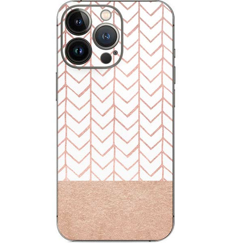 Rose Gold Herringbone iPhone 14 Pro Skin