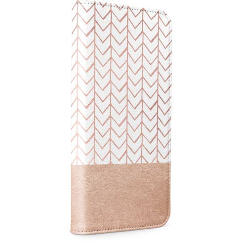 Rose Gold Herringbone iPhone 15 Plus Folio Case