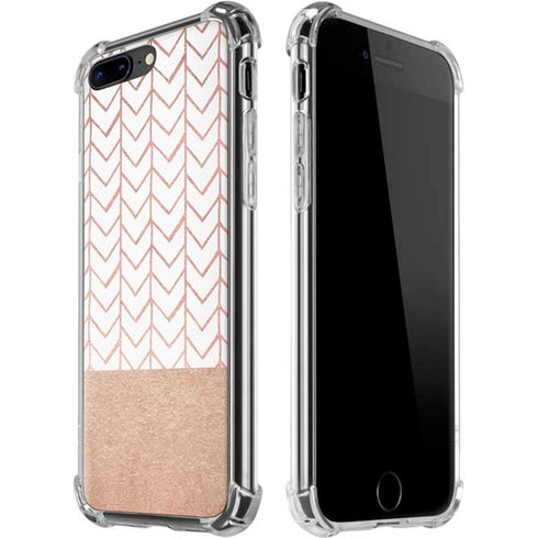 Rose Gold Herringbone iPhone 7/8 Plus Clear Case