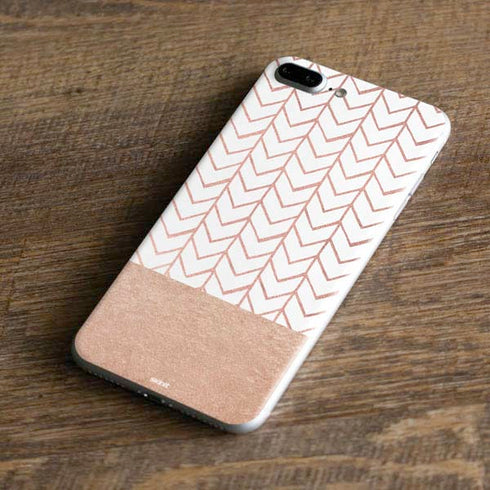 Rose Gold Herringbone iPhone 8 Plus Skin