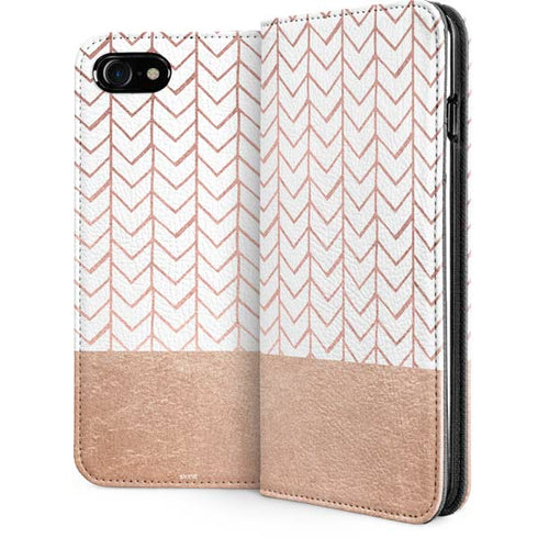 Rose Gold Herringbone iPhone SE (2nd & 3rd Gen) Folio Case