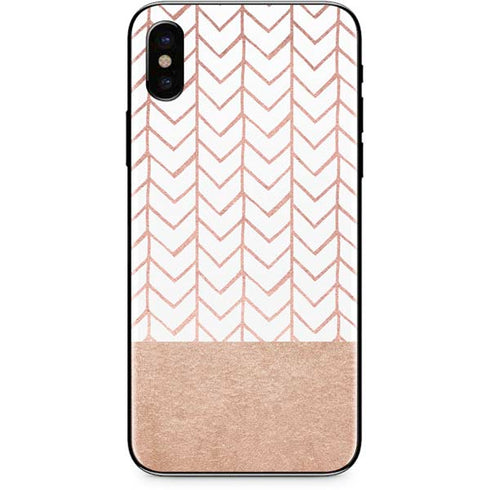 Rose Gold Herringbone iPhone X Skin