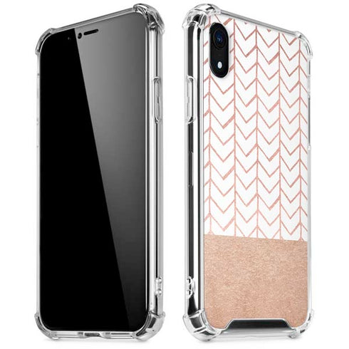 Rose Gold Herringbone iPhone XR Clear Case