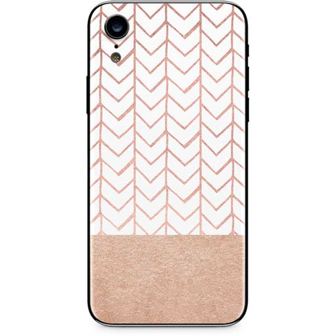 Rose Gold Herringbone iPhone XR Skin