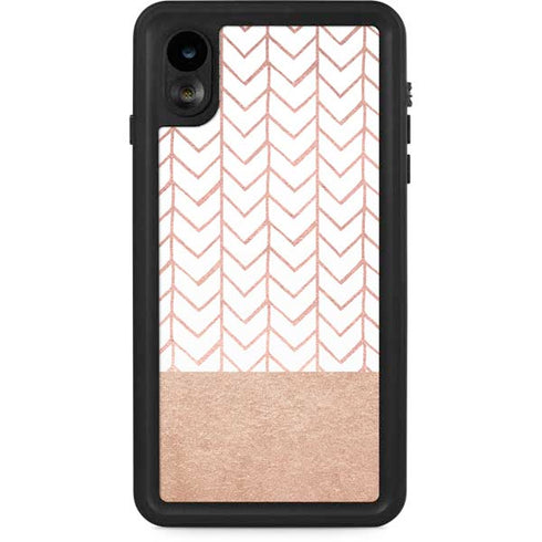 Rose Gold Herringbone iPhone XR Waterproof Case
