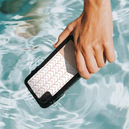 Rose Gold Herringbone iPhone XR Waterproof Case