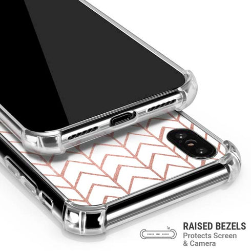 Rose Gold Herringbone iPhone XS Max Clear Case