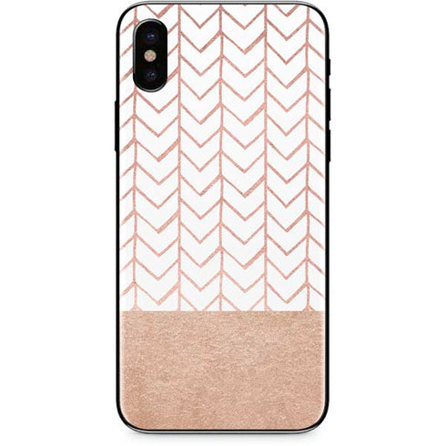 Rose Gold Herringbone iPhone XS Max Skin