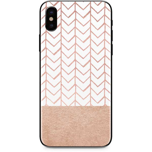 Rose Gold Herringbone iPhone XS Skin