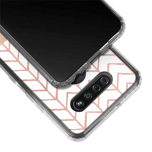 Rose Gold Herringbone LG K51/Q51 Clear Case