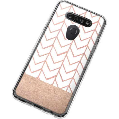 Rose Gold Herringbone LG K51/Q51 Clear Case