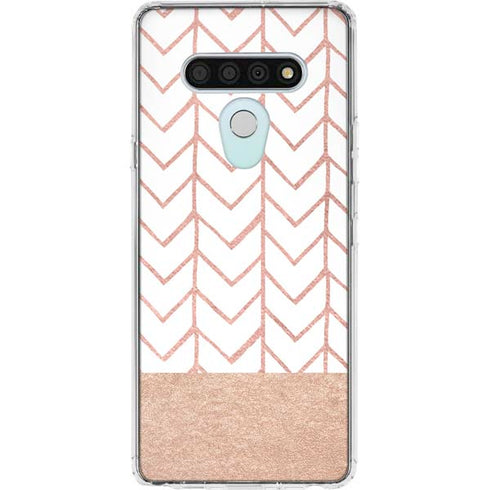 Rose Gold Herringbone LG Stylo 6 Clear Case