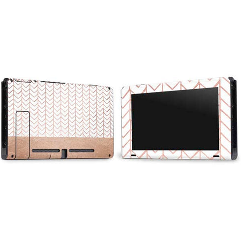 Rose Gold Herringbone Nintendo Switch Bundle Skin