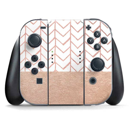 Rose Gold Herringbone Nintendo Switch (2017-2021) Joy-Con Controller Skin